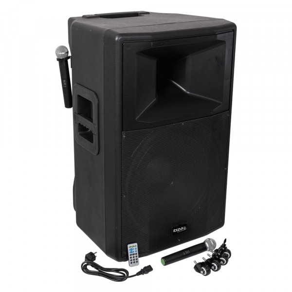 Ibiza SLK12A-BT Active Speaker 12/30cm, 700W with Integrated Amplifier -  Bluetooth, USB, SD, AUX, Plug & Play - Black