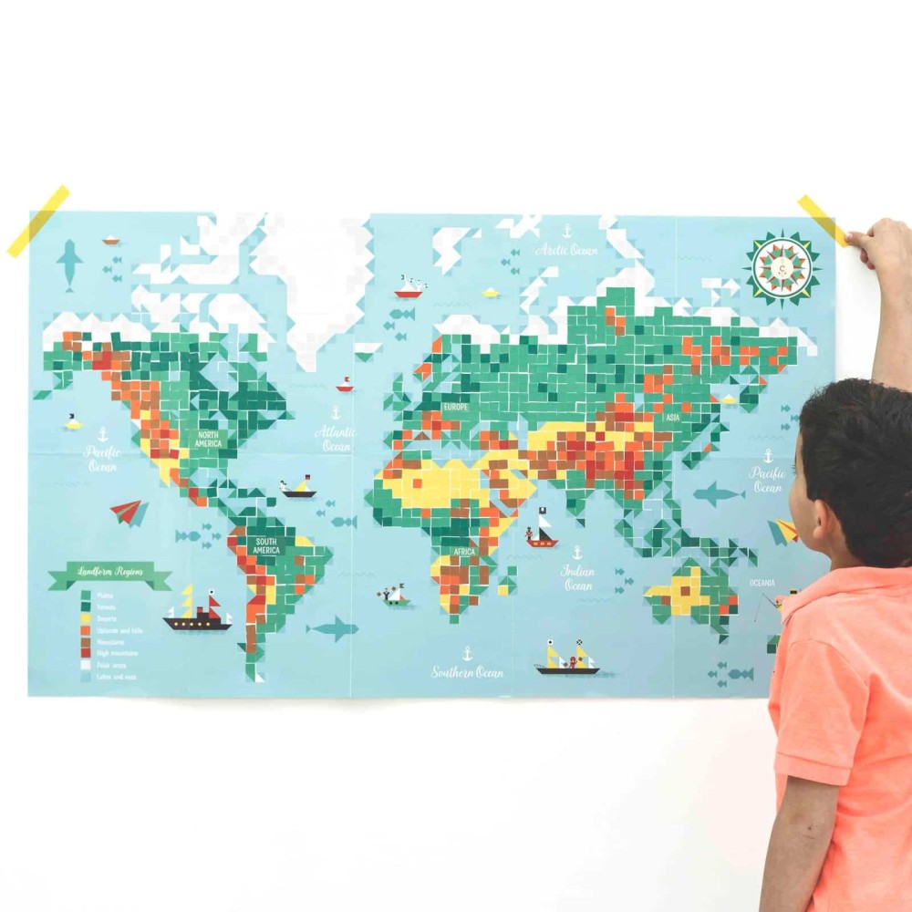 Poppik Μεγάλο Πόστερ με 1600 Αυτοκόλλητα – Παγκόσμιος Χάρτης