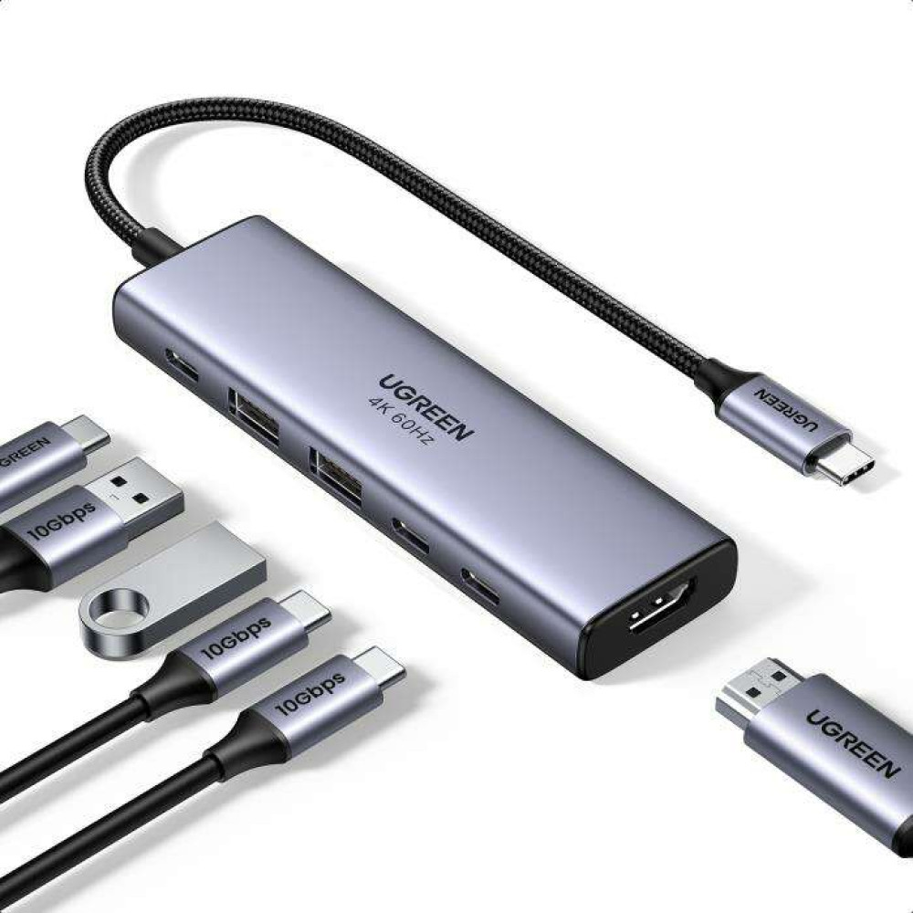 Ugreen CM511/35999 αντάπτορας 6 σε 1 Type-C σε USB-C 3.2/USB 3.2/HDMI/PD 