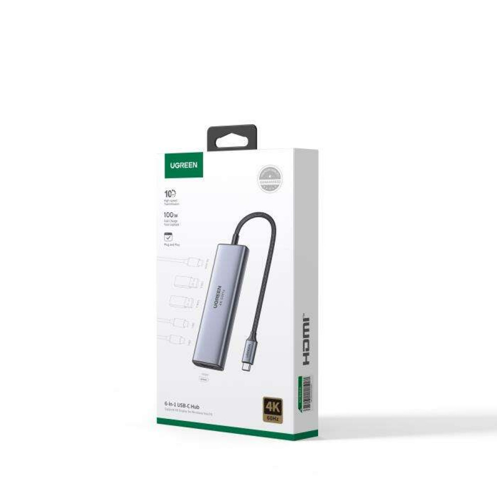 Ugreen CM511/35999 αντάπτορας 6 σε 1 Type-C σε USB-C 3.2/USB 3.2/HDMI/PD 