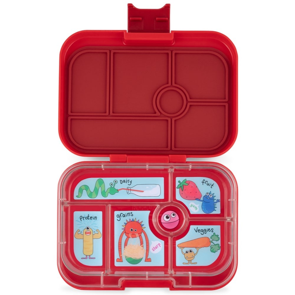 Yumbox Original Φαγητοδοχείο με 6 χωρίσματα (Wow Red - Funny Monsters)